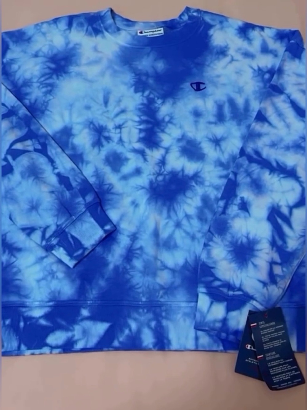Champion Blue Tie-Dye Crewneck Sweatshirt